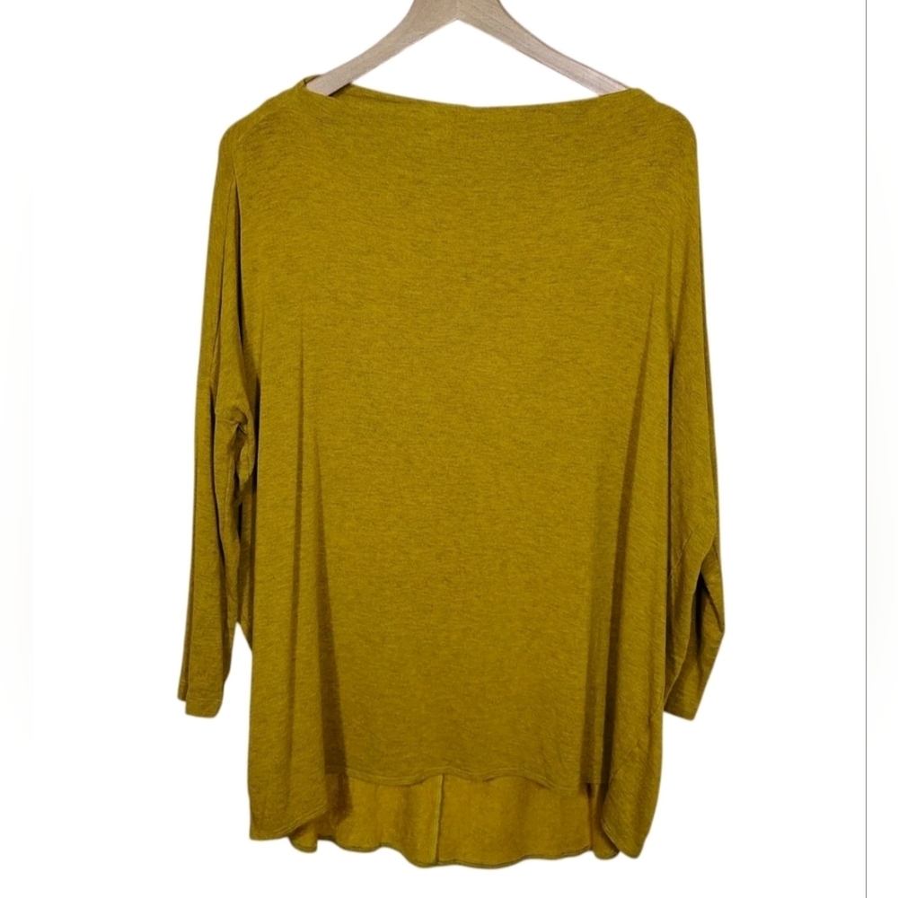 Bryn Walker Womens Minimalist Tunic Top 3/4 Sleeve Green Size S Boho Capsule